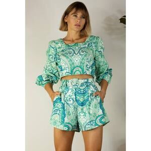 Mulla Paisley Crop Top and Shorts Set